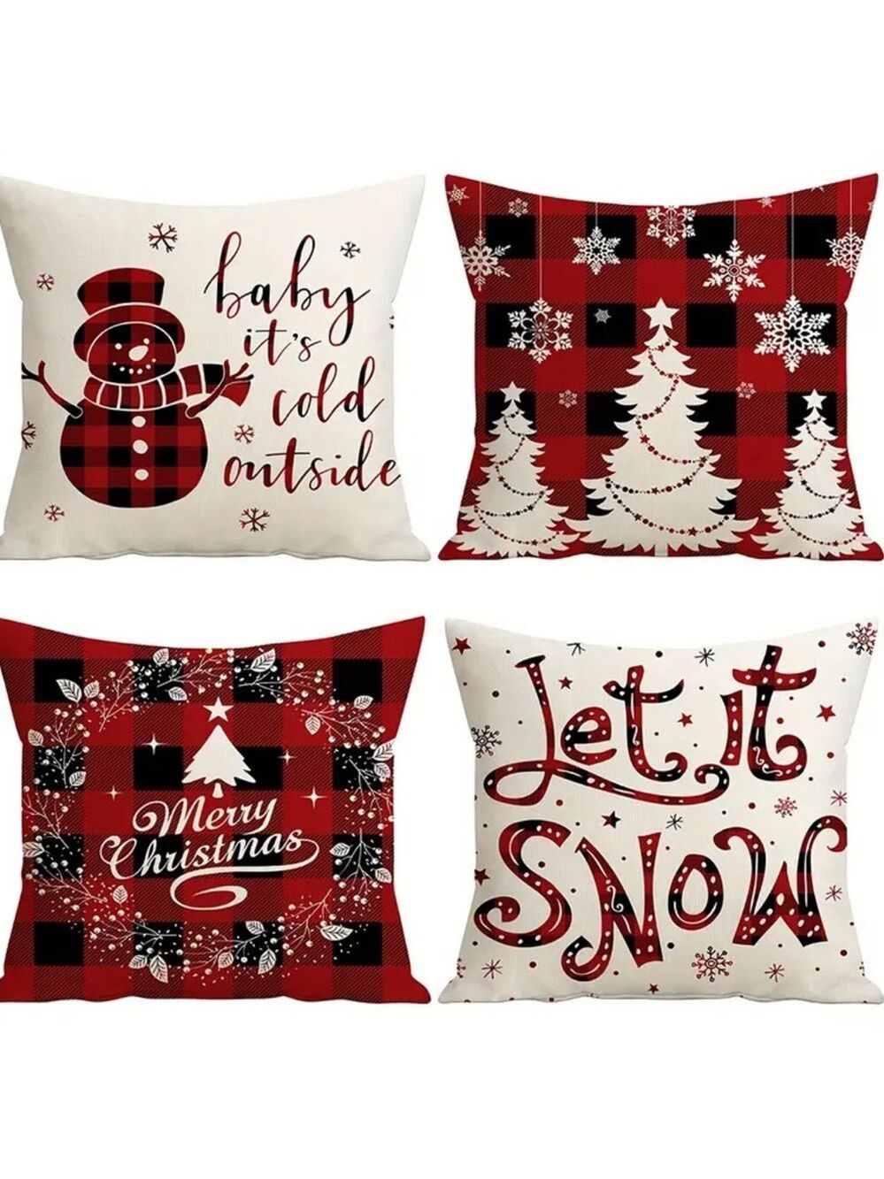 Holiday Decorative Pillow Covers - Red and White
